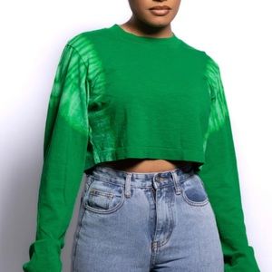 Cotton Citizen Tokyo Crop Shirt in Kelly Green and Milan Sweats set